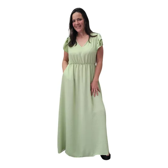 Vestido Vero Largo Crepe Elastizado Talle Grandes Especiales