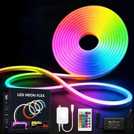 5 Metros Neon Fita Luz Led Flexível Rgb App E Remoto Brilho Rgb