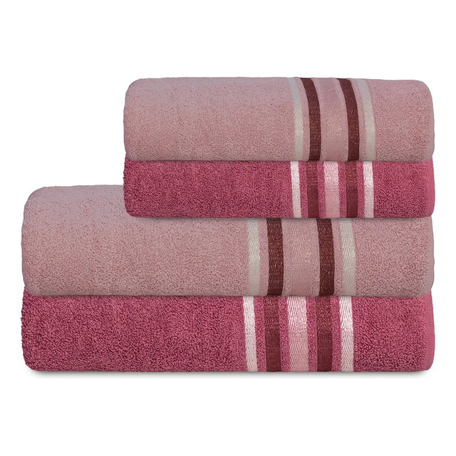 Jogo Toalha Banho Rosto 4pçs Spin Camesa Algodão 500g Rosa Escuro Com Rosa Claro Lisa Jogo Toalha Banho Rosto 4pçs Spin Camesa Algodão 500g Rosa Escuro Com Rosa Claro Lisa