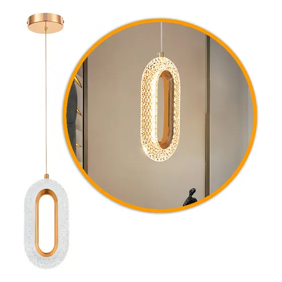 Lustre Pendente Anel Oval Cristal Pendulo Cabeceira Lavabo 127/220v