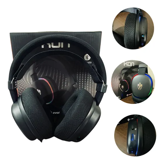 Fone De Ouvido Gamer Sem Fio Kon Evolut Bluetooth Preto
