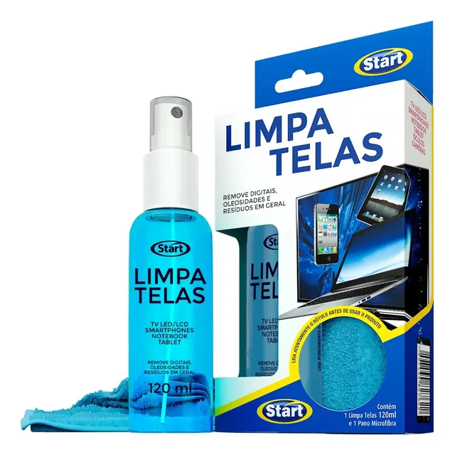 Limpa Telas Start 120ml + Pano Microfibra Produto Eficiente