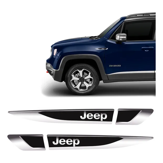 Par Aplique Lateral Jeep 2016/2021 Emblema Cromado Resinado