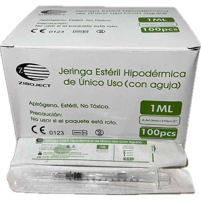 Jeringa Insulina 1ml 27gx1/2(3partes L.slip) Caja X100 Unds