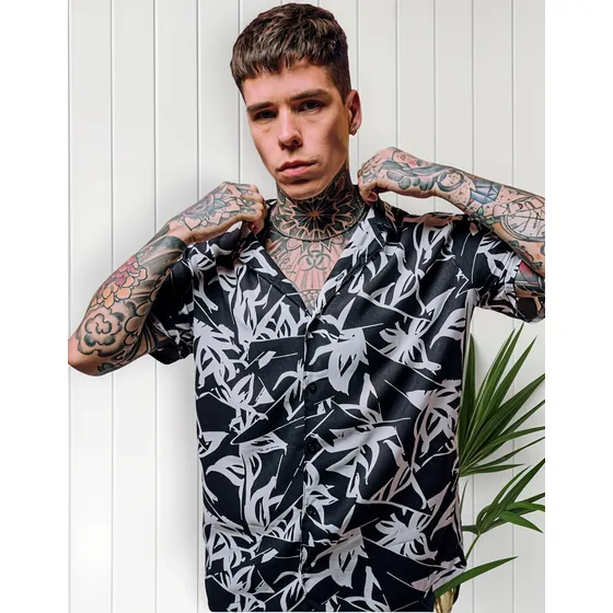 Camisa Hombre Fibrana Phantom Estampada Acres De Diamante