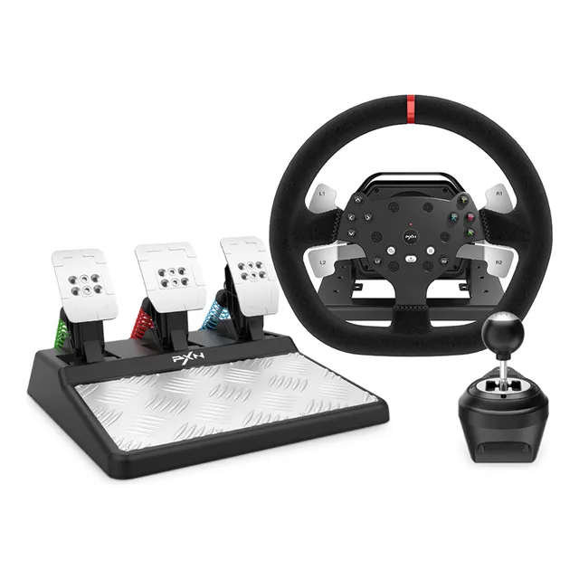Volante Con Pedalera Profesional Pxn V10 Simulador Pc Xbox Color Negro