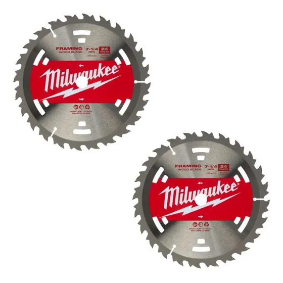 Pack 2 Discos Sierra Circular 7-1/4  24 Dientes Milwaukee