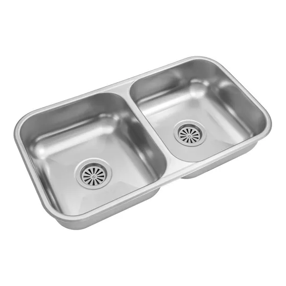 Pileta Bacha Doble Cocina Acero Johnson Cc37 Color Cromado
