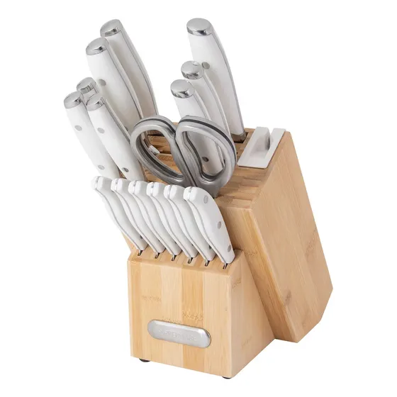 Juego De Cuchillos Japoneses Acero Forjado 16 Piezas Farberw Color Blanco