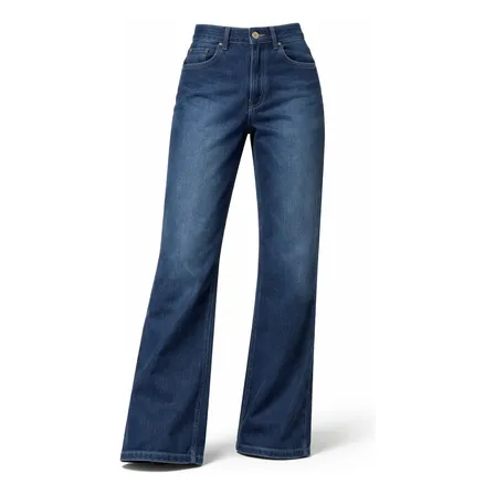 Calça Feminina Jeans Wide Leg Cintura Alta Confortável