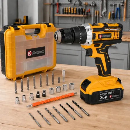 Parafusadeira E Furadeira Impacto 36v 13mm Nakasaki Maleta Amarelo Bivolt 50/60 Hz