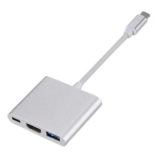 Convertidor De Carga Tipo C Con Hub Adaptador 3 En 1 Compati Convertidor De Carga Tipo C Con Hub Adaptador 3 En 1 Compati