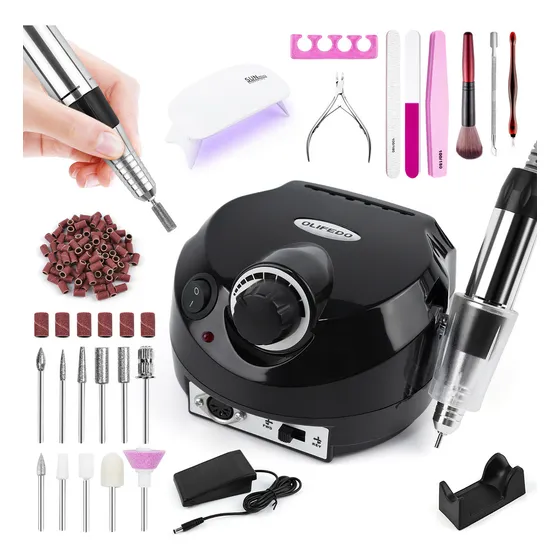Taladro de uñas lima eléctrica 35000RPM máquina de uñas profesional taladro de uñas con brocas y pedal para uñas de acrílico quitar uñas gel esmalte manicura para salón de casa