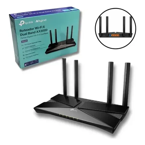 Roteador Tp-Link Ex520 Wi-fi 6 Mesh Gigabit Ax3000 Dual Band Easymesh Onemesh Alta Velocidade E Cobertura Ideal Para Jogos Ofdma Mu-mimo 802.11ax Streaming 4k 8k Wpa3 Controle Parental Multi-ssid