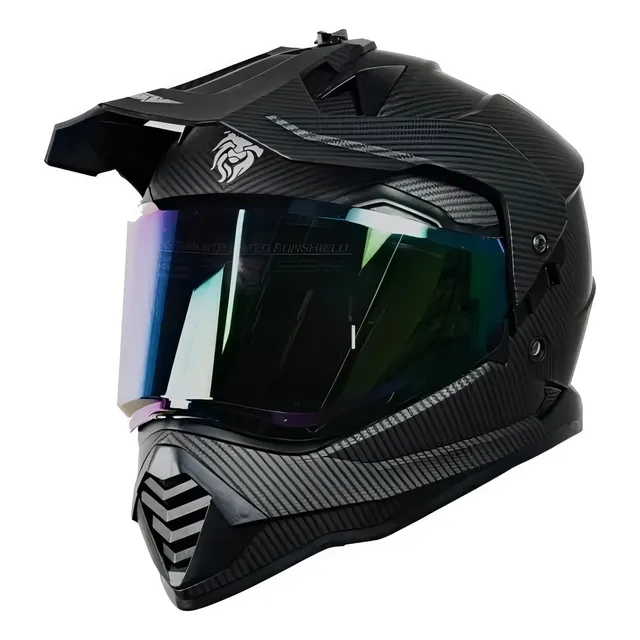 Casco Kov Doble Proposito Onix Tipo Carbon Certificado Dot Color Negro Mate Tamaño XL(61-62 cm)