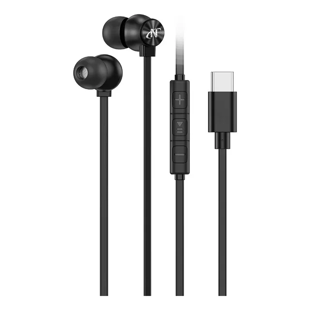 AURICULAR USB C IN-EAR CON MICRÓFONO NISUTA NSAU4C COLOR NEGRO