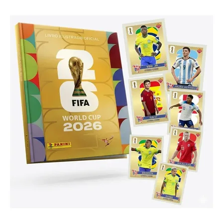 Album Copa Do Mundo Capa Ouro +7 Figurinha Pronta Entrega
