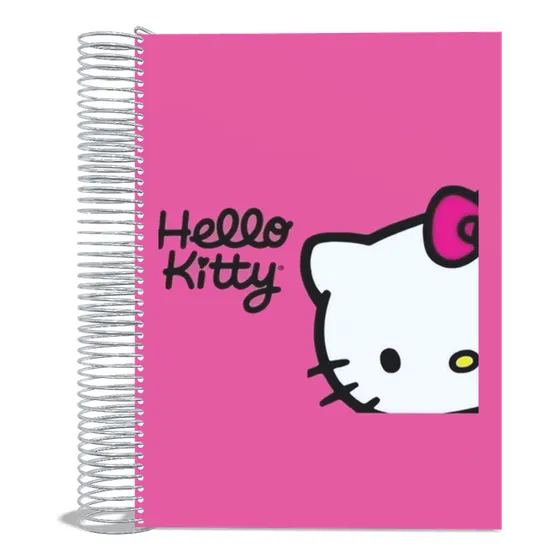 Caderno Hello Kitty 1 Matérias Prático E Resistente Branco
