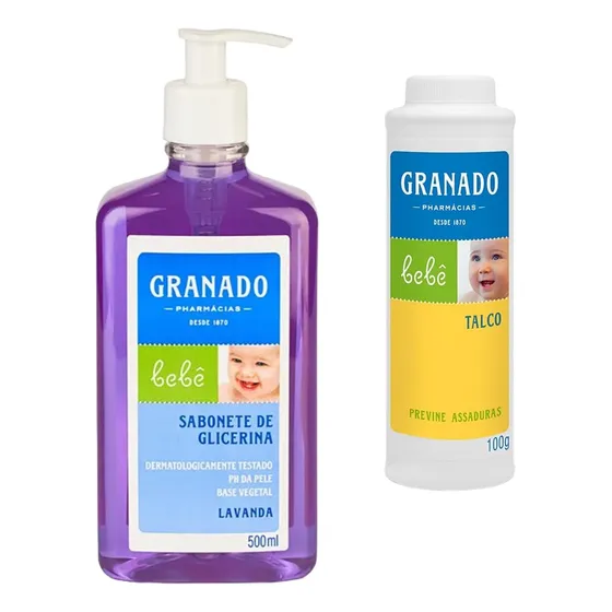 Kit Sabonete Liquido Lavanda 500ml  P/ Bebe E Talco Granado
