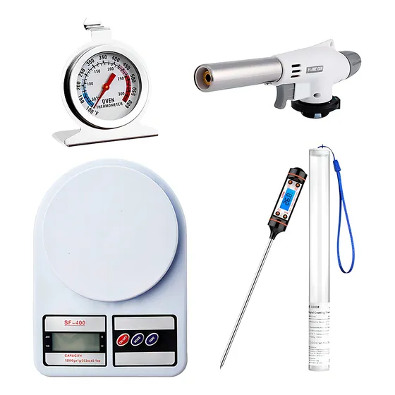 Set X4 Balanza 10kg Digital Tara + Termómetro Alimentos Digital Cocina + Soplete Flambeador + Termómetro Temperatura Horno Kit Repostería Pastelería Cocina Levys Bazar