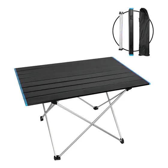 Seasun Mesa Exterior aluminio familiar plegable portatil jardin camping color negro