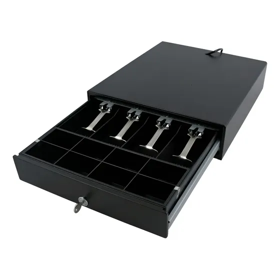 Cajón Registradora Metálico Negro TK-410 4 Billetes 8 Monedas Cash Drawer | Cuotas sin interés