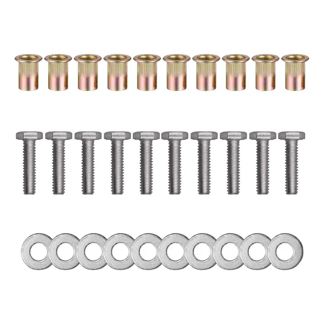 10 Tuercas Remache Rivet Nut 1/4  Con Tornillos Y Arandelas