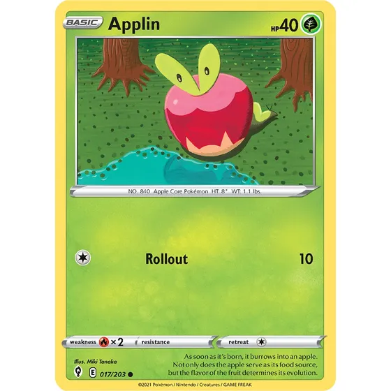 Pokemon Applin 017/203 Evolving Skies Evs