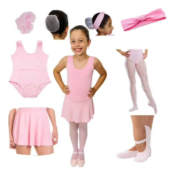Kit Ballet Infantil 6 Itens Uniforme Roupa De Balé Completo