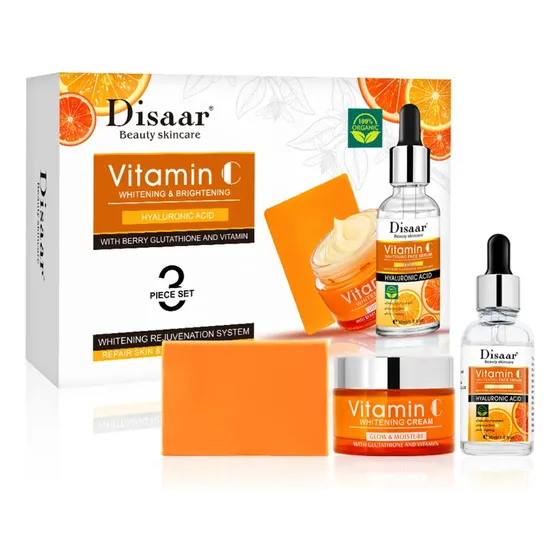 Set Facial Crema Jabón Y Serum Vitamina C Acido Hialuronico