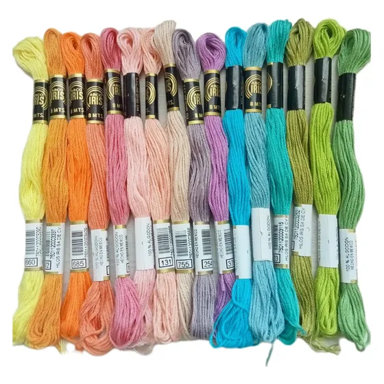 Hilo Para Bordar Arcoíris Colores Pastel (16 Madejas)