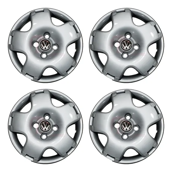 Juego 4 Tazas Vw Gol Power Saveiro Rodado 13 Plata Con Logo
