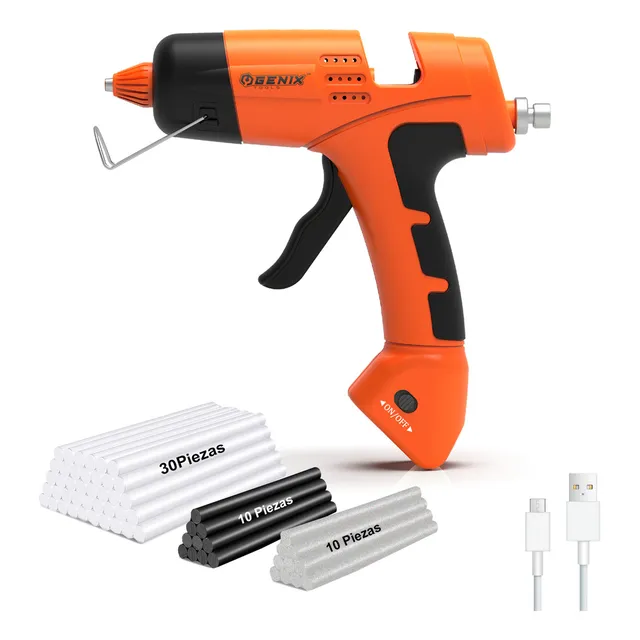 Pistola De Silicon Caliente Inalámbrica 50 Barras Con Usb-c Color Naranja