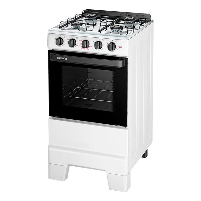 Fogão 4 Bocas Ideal Pop Com Mesa Em Inox Esmaltec - Branco Fogão 4 Bocas Ideal Pop Com Mesa Em Inox Esmaltec - Branco