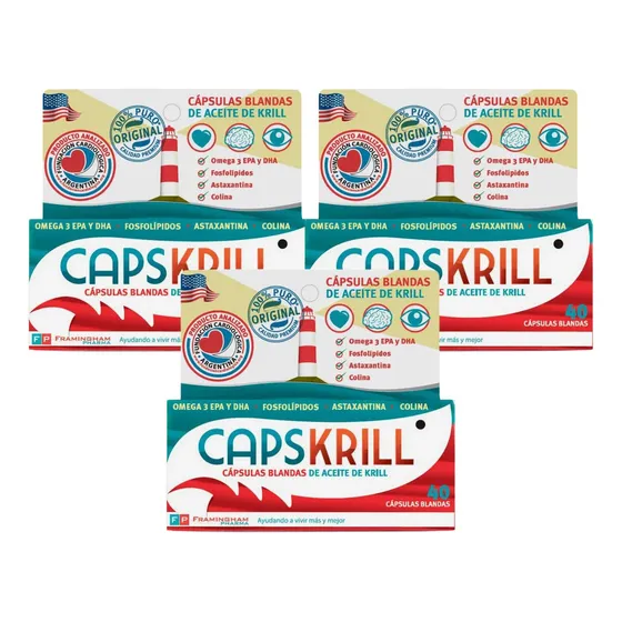 Suplemento Framingham Pharma Capskrill de 20g  3 packs - 120 unidades