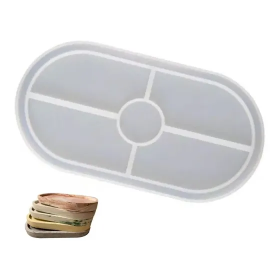Molde Silicona Bandeja X18cm Jabonera Resina-cemento Ovalada Color Blanco