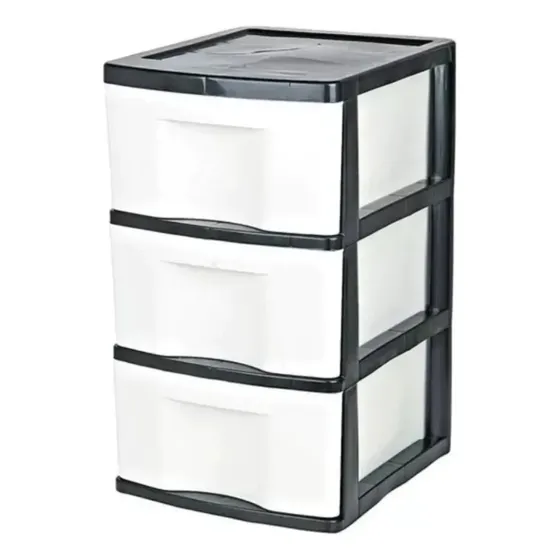 Gaveteiro Organizador Vertical 3 Gavetas Comoda Branco E Preto Multiuso