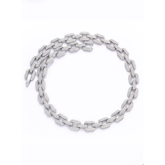Cadena Cubana Urbana Eslabón Zirconias Chapada Collar Oro