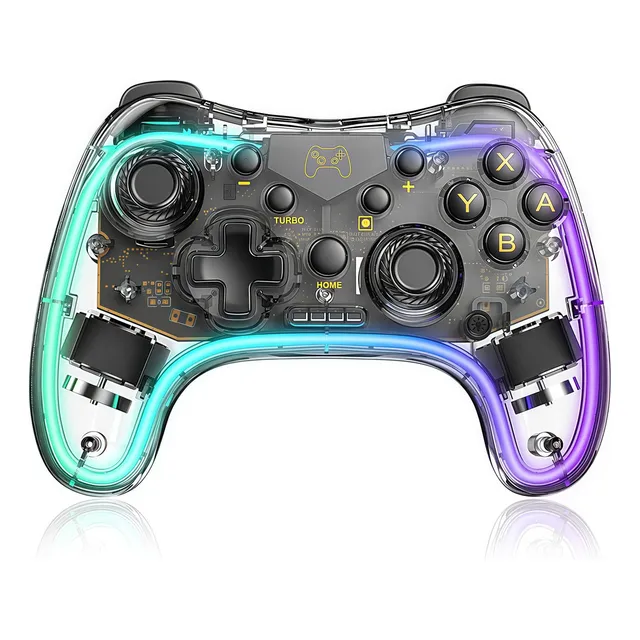 Control Inalámbrico Gamepad Para Switch/pc Transparente Rgb