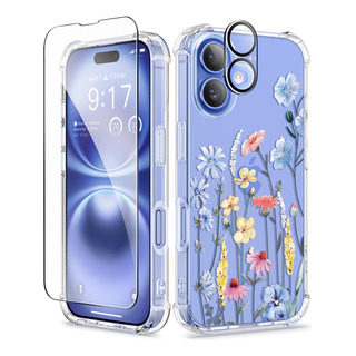 Funda De Teléfono Gviewin Para iPhone 16 6.1 2024 Con Protector Flora Funda De Teléfono Gviewin Para iPhone 16 6.1 2024 Con Protector Flora