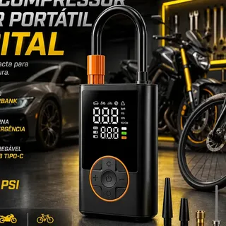 Compressor De Ar Digital Portátil Mini Calibrador Sem Fio Para Carro Moto Bike C