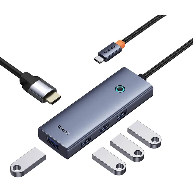 Hub Adaptador Baseus Multipuerto 5-en-1 Tipo C A Hdmi+ 4 Usb