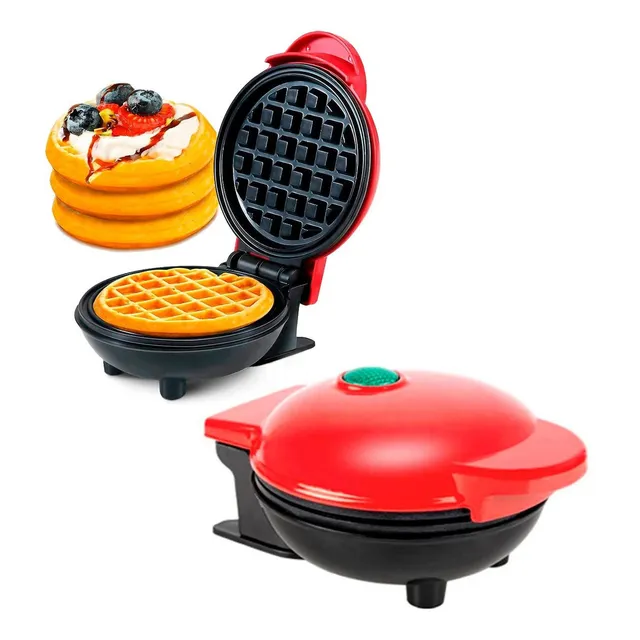 Mini Waflera Maquina Electrica Antiadherente 350w Color Rojo