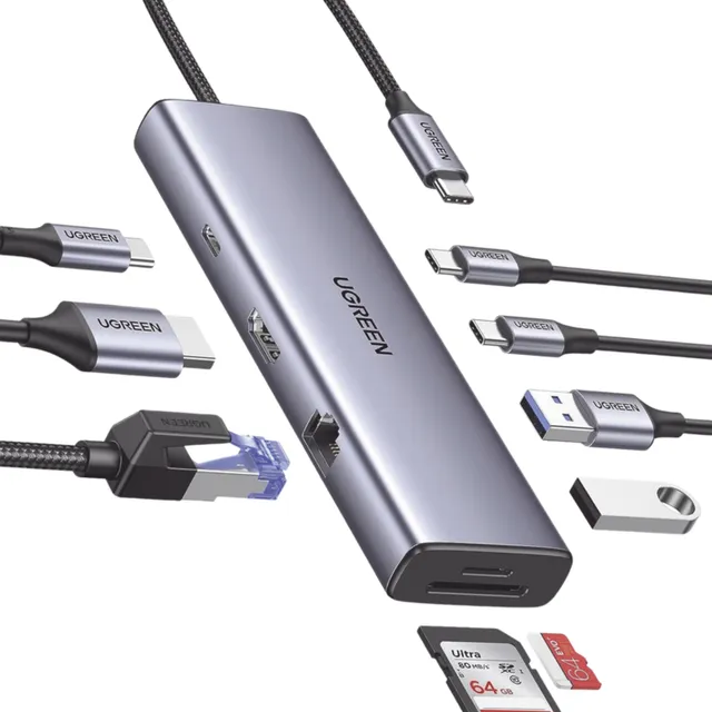Hub Ugreen 9en1 Usb-c Multipuerto 5gbps Pd-100w 4k 2c Pc Mac