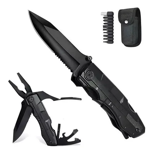 Navaja Tactica Cuchillo Tactico Militar Alilicate 16en1 Blck Color Negro