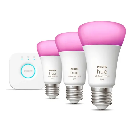 Lámparas Led X3 + Bridge Philips Hue 9w E27 Blanco Y Color