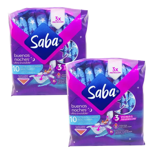 Toallas Femeninas Saba Buenas Noches 2pack Ultra Invisible