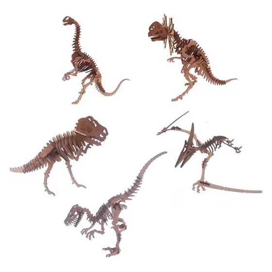 Coleção Quebra Cabeça Puzzle 3d Kit 5 Dinossauro Genitori