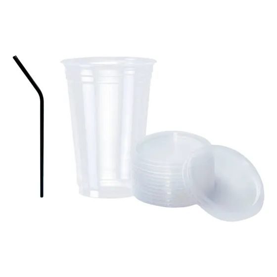 Kit Copao C Tampa De Furo 700ml + Canudo Biodegradável  50un