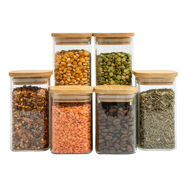 Kit 6 Potes De Vidro Tampa De Bambu Herméticos - Tüd Cor Nude Kit 6 Potes De Vidro Tampa De Bambu Herméticos - Tüd Cor Nude